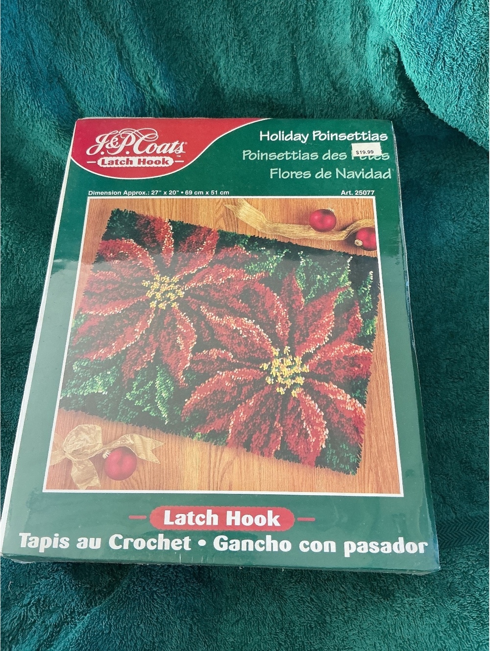 J&P Coats Holiday Poinsettias Latch Hook Rug Kit